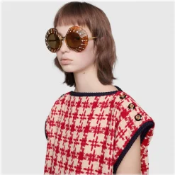 Gucci - Round Sunglasses with Crystals - Limited Edition - Tartarugato - Turtle - Gucci Eyewear - Avvenice