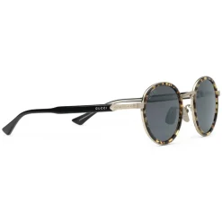 Gucci - Round Titanium Sunglasses - Titanium with GG Engraved - Gucci Eyewear - Avvenice