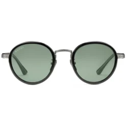 Gucci - Round Titanium Sunglasses - Black Titanium with Green Lenses - Gucci Eyewear - Avvenice