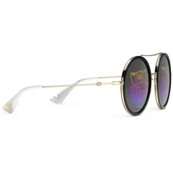 Gucci - Round-Frame Sunglasses - Black Gold - Gucci Eyewear - Avvenice