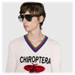 Gucci - Rubber Aviator Glasses - Black Injection - Gucci Eyewear - Avvenice