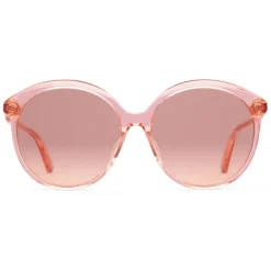 Gucci - Specialized Fit Round Frame Acetate Sunglasses - Transparent Peach Acetate - Gucci Eyewear - Avvenice