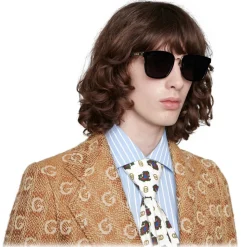 Gucci - Specialized Fit Square Acetate Sunglasses - Black - Gucci Eyewear - Avvenice