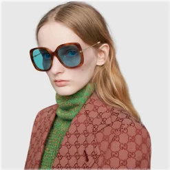 Gucci - Square Acetate Sunglasses - Turtle - Gucci Eyewear - Avvenice