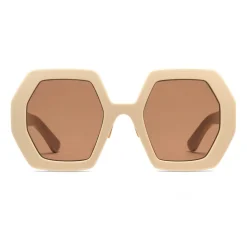 Gucci - Square Acetate Sunglasses - Ivory Brown - Gucci Eyewear - Avvenice
