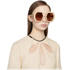 Gucci - Square Acetate Sunglasses - Ivory Brown - Gucci Eyewear - Avvenice