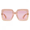 Gucci - Square Acetate Sunglasses with Crystals - Light Pink - Gucci Eyewear - Avvenice