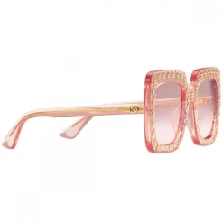 Gucci - Square Acetate Sunglasses with Crystals - Light Pink - Gucci Eyewear - Avvenice