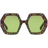Gucci - Square Acetate Sunglasses with Crystals - Black Green - Gucci Eyewear - Avvenice