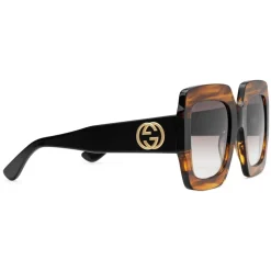 Gucci - Square Acetate Sunglasses - Black and Turtle Acetate - Gucci Eyewear - Avvenice
