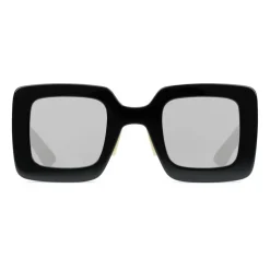 Gucci - Square Acetate Sunglasses - Black Mirror Grey - Gucci Eyewear - Avvenice