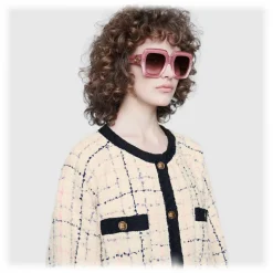 Gucci - Square Acetate Sunglasses - Pink - Gucci Eyewear - Avvenice