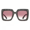 Gucci - Square Acetate Sunglasses with Crystals - Black - Gucci Eyewear - Avvenice