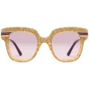 Gucci - Square Frame Acetate Sunglasses Glitter - Gold Glitter Acetate and Gold  - Gucci Eyewear - Avvenice