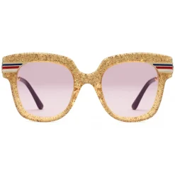Gucci - Square Frame Acetate Sunglasses Glitter - Gold Glitter Acetate and Gold  - Gucci Eyewear - Avvenice
