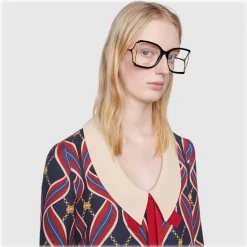 Gucci - Square Frame Acetate and Metal Sunglasses - Black Gold - Gucci Eyewear - Avvenice