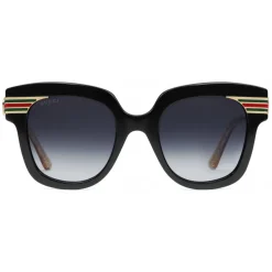 Gucci - Square Frame Acetate Sunglasses - Black Acetate and Gold - Gucci Eyewear - Avvenice