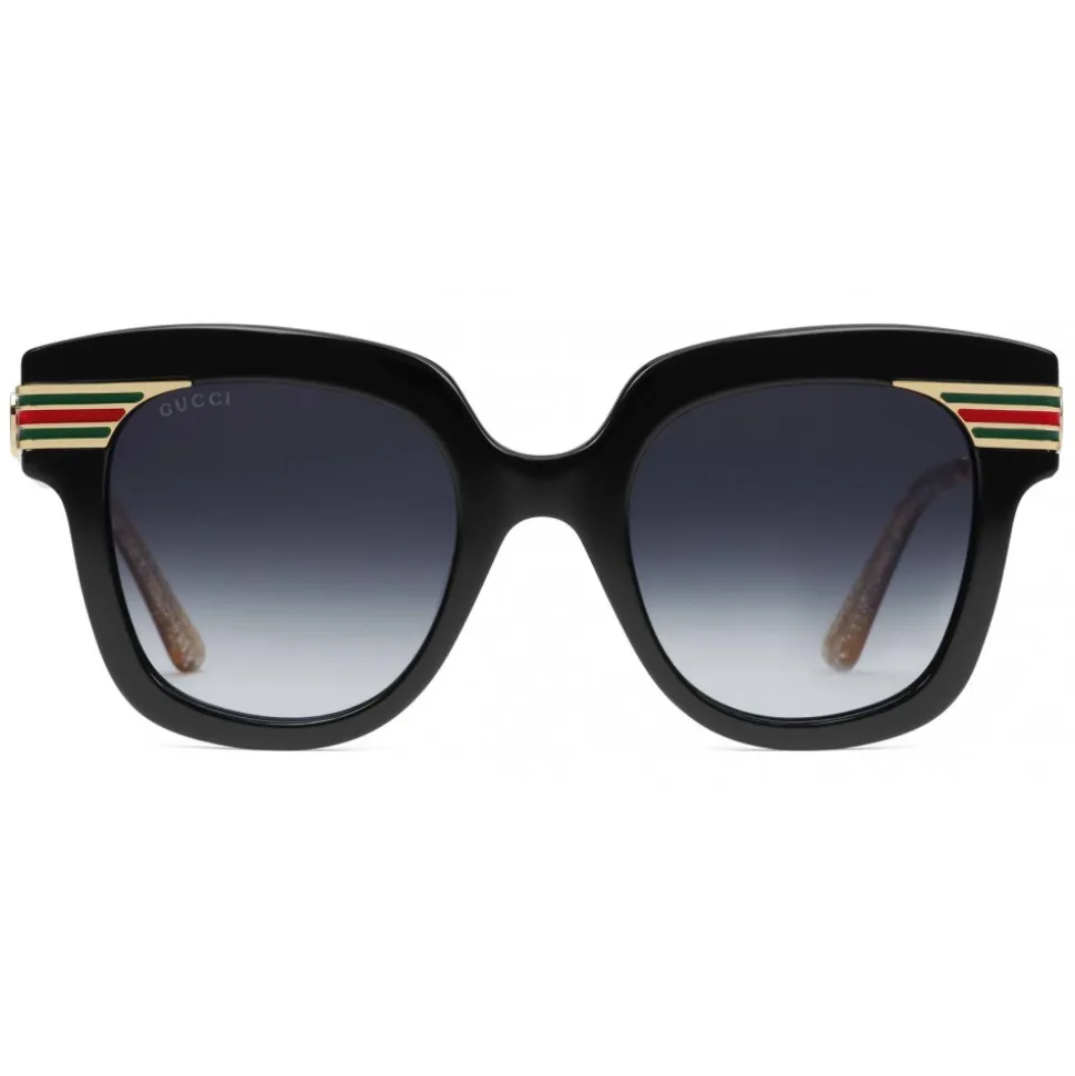 Gucci - Square Frame Acetate Sunglasses - Black Acetate and Gold - Gucci Eyewear - Avvenice