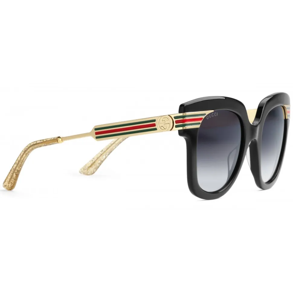 Gucci - Square Frame Acetate Sunglasses - Black Acetate and Gold - Gucci Eyewear - Avvenice