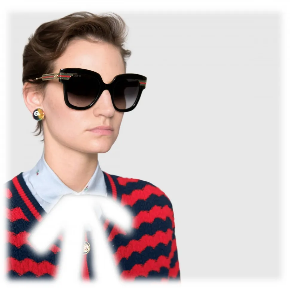 Gucci - Square Frame Acetate Sunglasses - Black Acetate and Gold - Gucci Eyewear - Avvenice