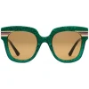 Gucci - Square Frame Acetate Sunglasses Glitter - Emerald Green Glitter Acetate and Gold - Gucci Eyewear - Avvenice