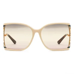 Gucci - Square Frame Acetate and Metal Sunglasses - Ivory - Gucci Eyewear - Avvenice