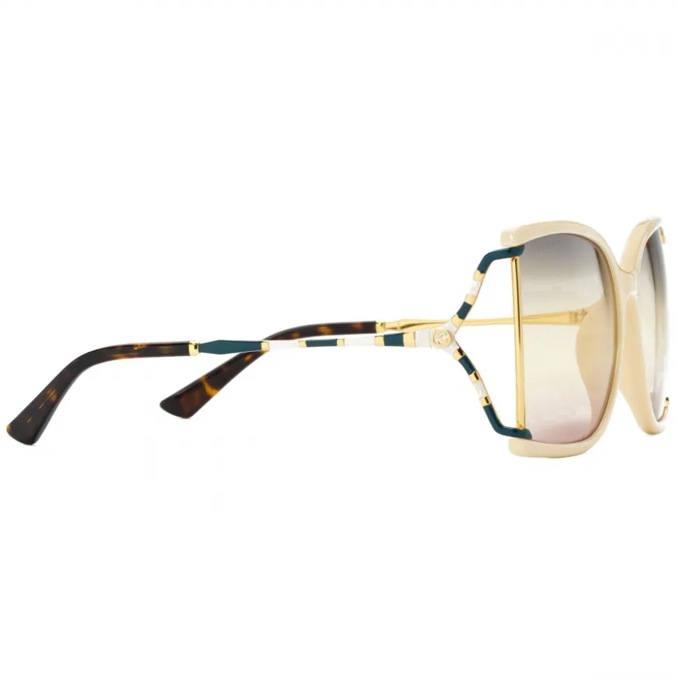 Gucci - Square Frame Acetate and Metal Sunglasses - Ivory - Gucci Eyewear - Avvenice