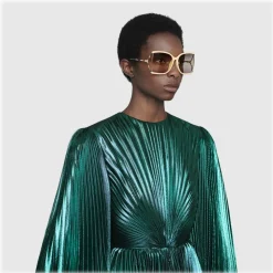 Gucci - Square Frame Acetate and Metal Sunglasses - Ivory - Gucci Eyewear - Avvenice