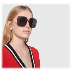 Gucci - Square Frame Rimless Sunglasses - Gold Grey - Gucci Eyewear - Avvenice