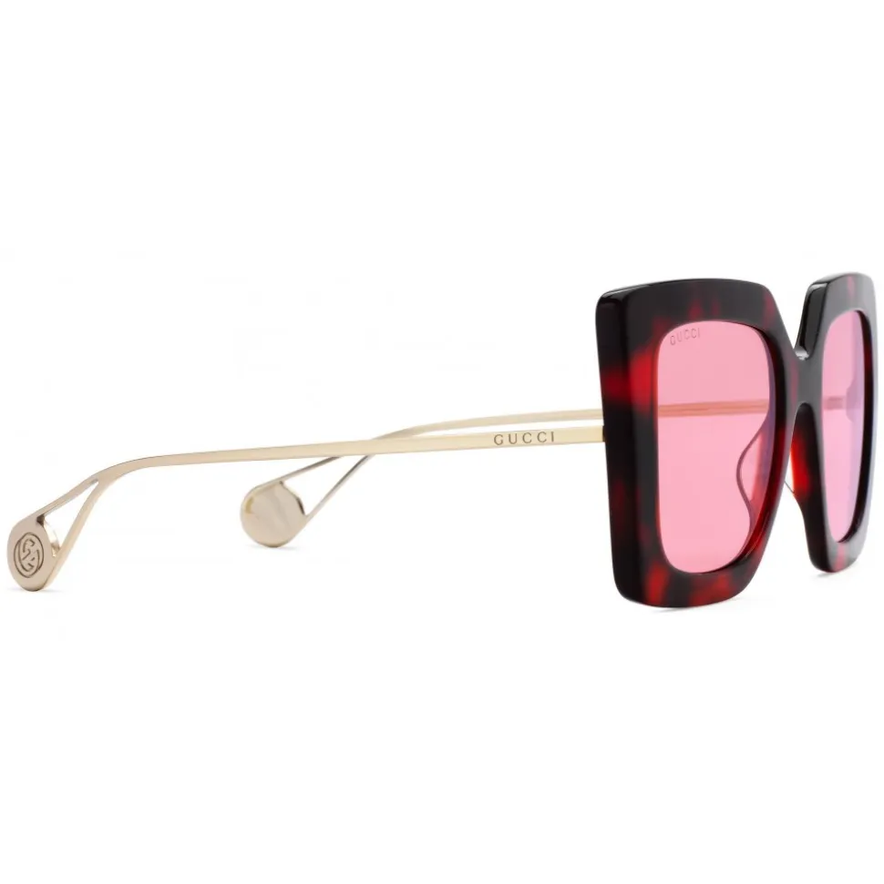 Gucci - Square Frame Sunglasses - Red and Black Tortoiseshell - Gucci Eyewear - Avvenice