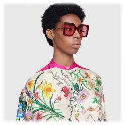 Gucci - Square Frame Sunglasses - Red and Black Tortoiseshell - Gucci Eyewear - Avvenice