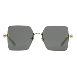 Gucci - Square Metal Sunglasses - Silver Grey - Gucci Eyewear - Avvenice