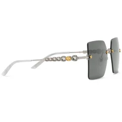 Gucci - Square Metal Sunglasses - Silver Grey - Gucci Eyewear - Avvenice