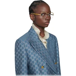 Gucci - Square Metal Sunglasses - Gold - Gucci Eyewear - Avvenice