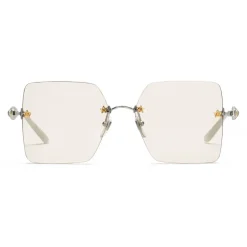 Gucci - Square Metal Sunglasses - Silver Light Pink - Gucci Eyewear - Avvenice