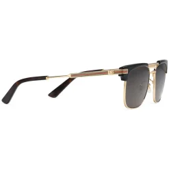 Gucci - Square Metal Sunglasses - Gold and Black Acetate - Gucci Eyewear - Avvenice