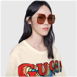 Gucci - Square Oversize Acetate Sunglasses - Pink - Gucci Eyewear - Avvenice