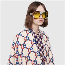 Gucci - Square Oversize Frame Acetate Sunglasses - Tortoiseshell and White Mother of Pearl - Gucci Eyewear - Avvenice