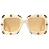 Gucci - Square Oversize Sunglasses with Swarovski Crystals - White - Gucci Eyewear - Avvenice