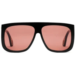 Gucci - Square Sunglasses with Side Protections - Glossy Black Acetate - Gucci Eyewear - Avvenice