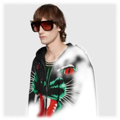 Gucci - Square Sunglasses with Side Protections - Glossy Black Acetate - Gucci Eyewear - Avvenice