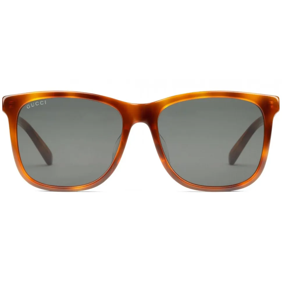 Gucci - Squared Acetate Sunglasses - Turtle Acetate Clear Green Lenses - Gucci Eyewear - Avvenice