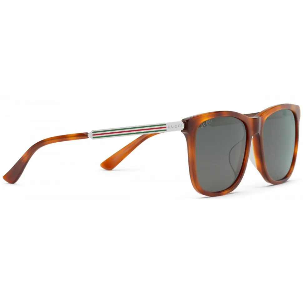 Gucci - Squared Acetate Sunglasses - Turtle Acetate Clear Green Lenses - Gucci Eyewear - Avvenice