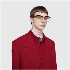 Gucci - Squared Metal and Acetate Sunglasses - Black - Gucci Eyewear - Avvenice