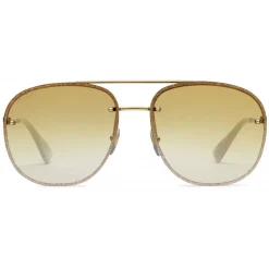 Gucci - Squared Metal Sunglasses - Gold with Pink and White Toe - Gucci Eyewear - Avvenice