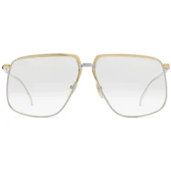Gucci - Square-Frame Metal Glasses - Silver with Gold Detail - Gucci Eyewear - Avvenice