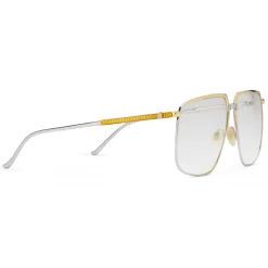 Gucci - Square-Frame Metal Glasses - Silver with Gold Detail - Gucci Eyewear - Avvenice
