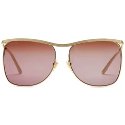 Gucci - Square-Frame Sunglasses - Gold Burgundy - Gucci Eyewear - Avvenice