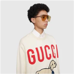 Gucci - Sunglasses with Mask Frame - Yellow - Gucci Eyewear - Avvenice