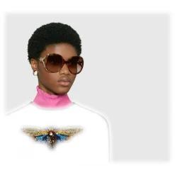 Gucci - SunglassesRound Injection Sunglasses - Tortoise Injection Frame - Gucci Eyewear - Avvenice